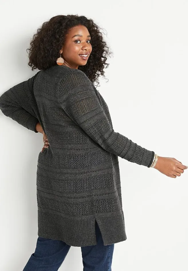 Women Plus Size Open Stitch Duster Cardigan Maurices Plus Tops