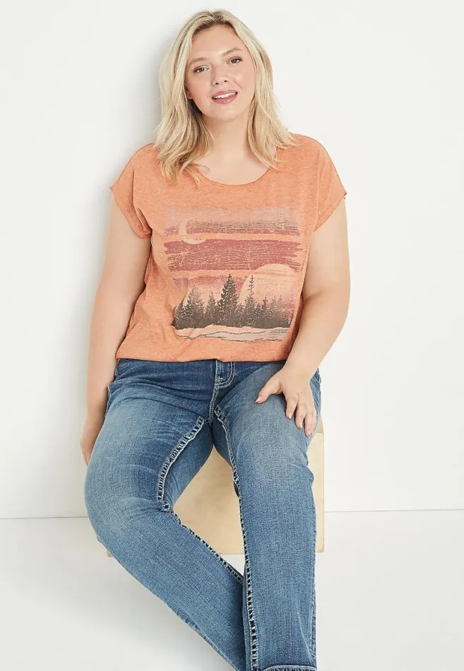 Women Plus Size Outdoor Scenery Graphic Tee Maurices Plus Tops