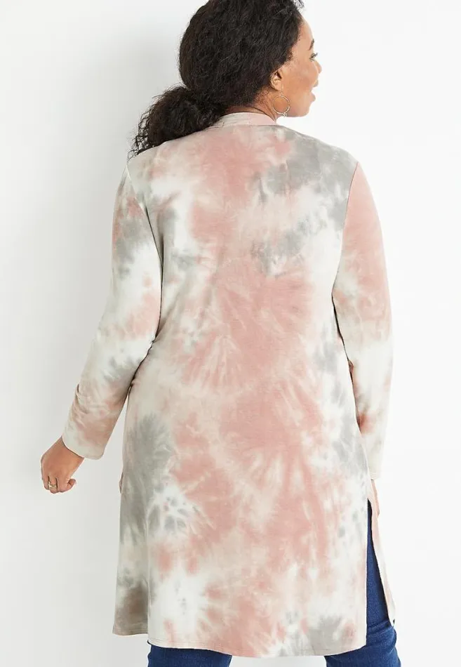 Women Plus Size Pink Tie Dye Duster Cardigan Maurices Plus Tops