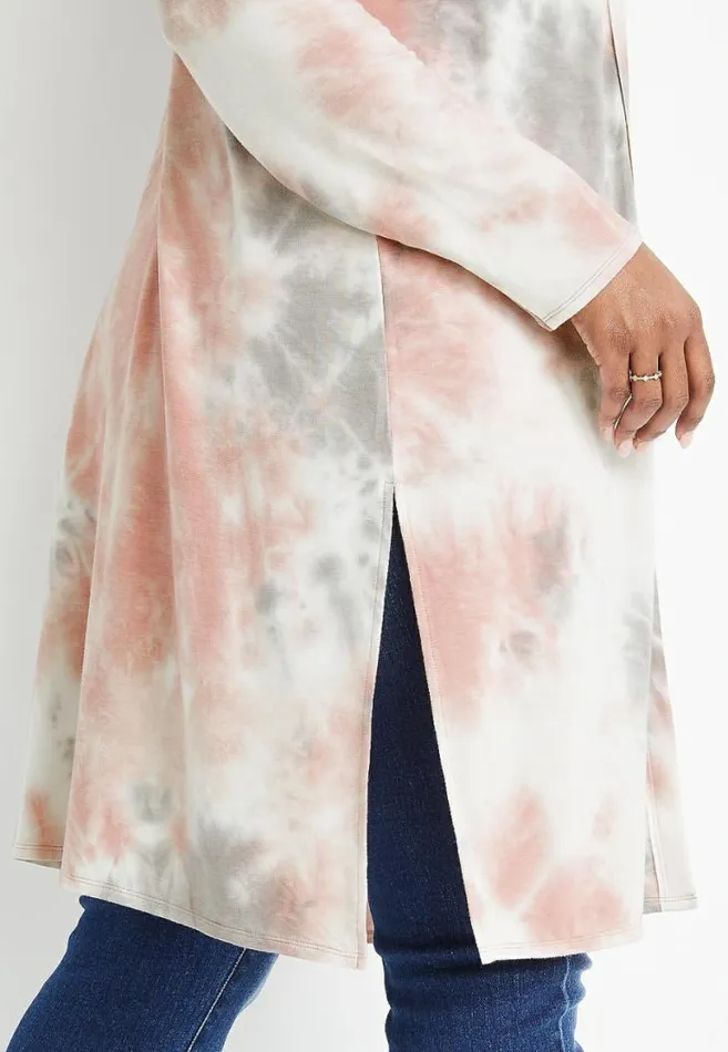 Women Plus Size Pink Tie Dye Duster Cardigan Maurices Plus Tops