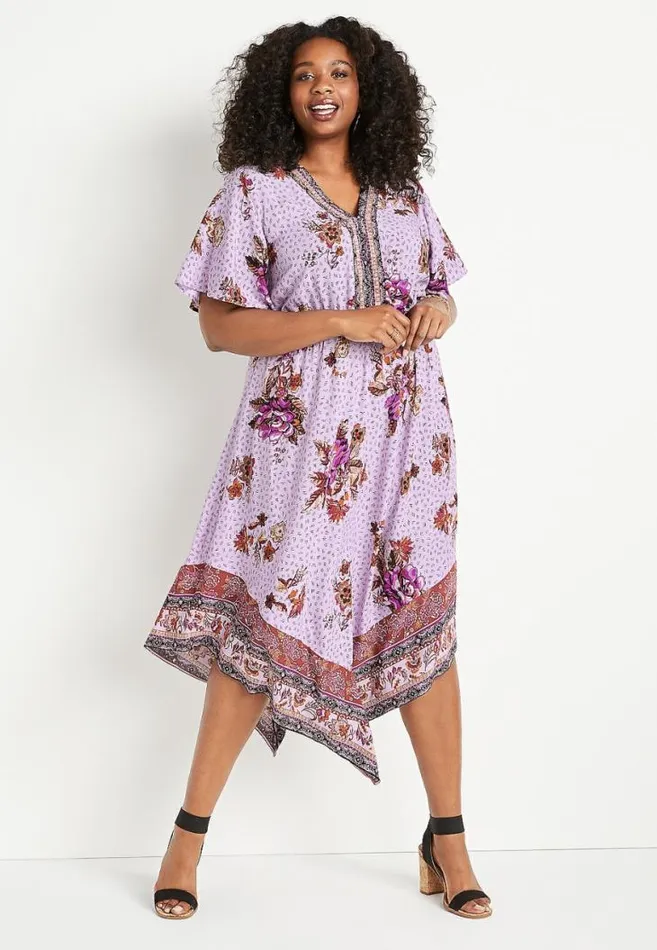 Women Plus Size Purple Floral Flutter Sleeve Midi Dress Maurices Plus Dresses and Jumpsuits Women Plus Size Purple Floral Flutter Sleeve Midi Dress Maurices Plus Dresses and Jumpsuits