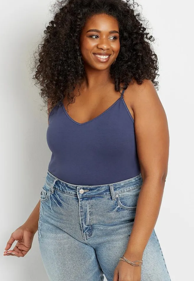 Women Plus Size Solid Basic V Neck Tuck In Tank Top Maurices Plus Tops