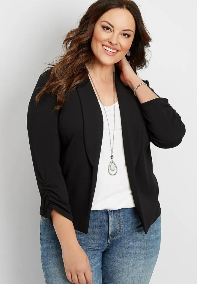 Women Plus Size Solid Open Front Blazer Maurices Plus Tops