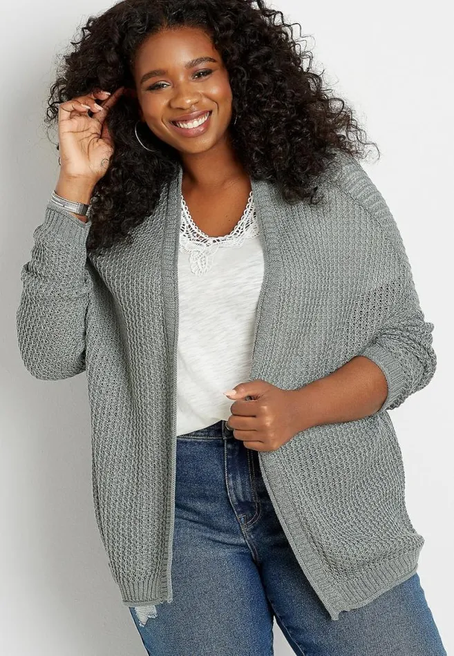 Women Plus Size Solid Oversized Open Front Cardigan Maurices Plus Tops