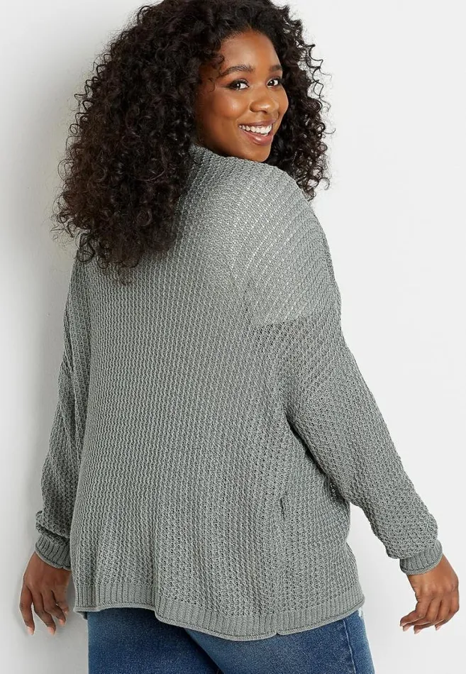 Women Plus Size Solid Oversized Open Front Cardigan Maurices Plus Tops