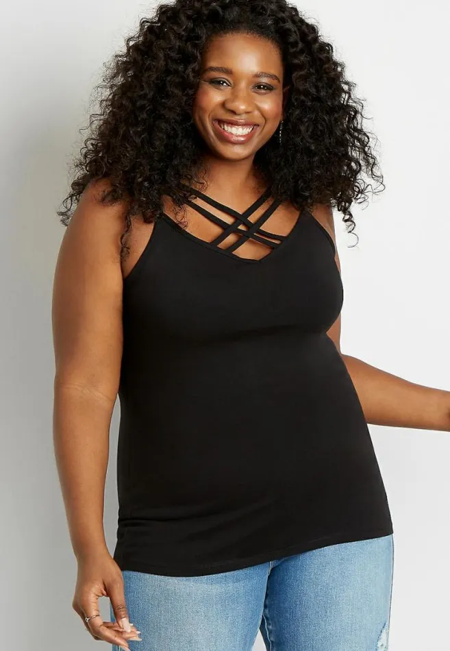 Women Plus Size Solid Strappy Neck Cami Maurices Plus Tops