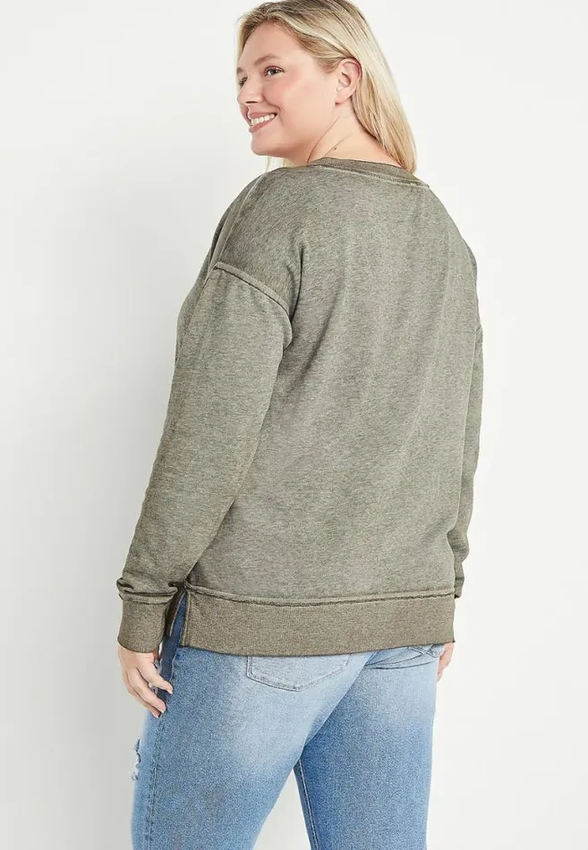 Women Plus Size Solid V Neck Sweatshirt Maurices Plus Tops