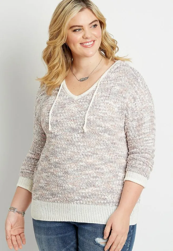 Women Plus Size Spacedye Hooded Pullover Sweater Maurices Plus Tops