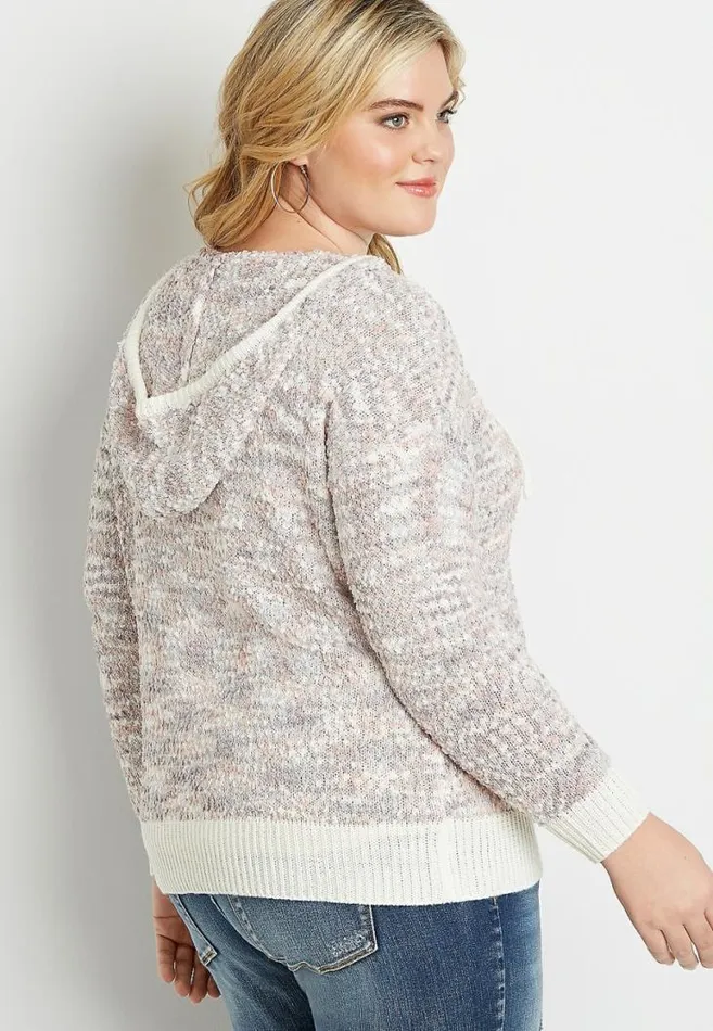Women Plus Size Spacedye Hooded Pullover Sweater Maurices Plus Tops