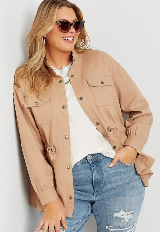 Women Plus Size Tie Waist Jacket Maurices Plus Tops