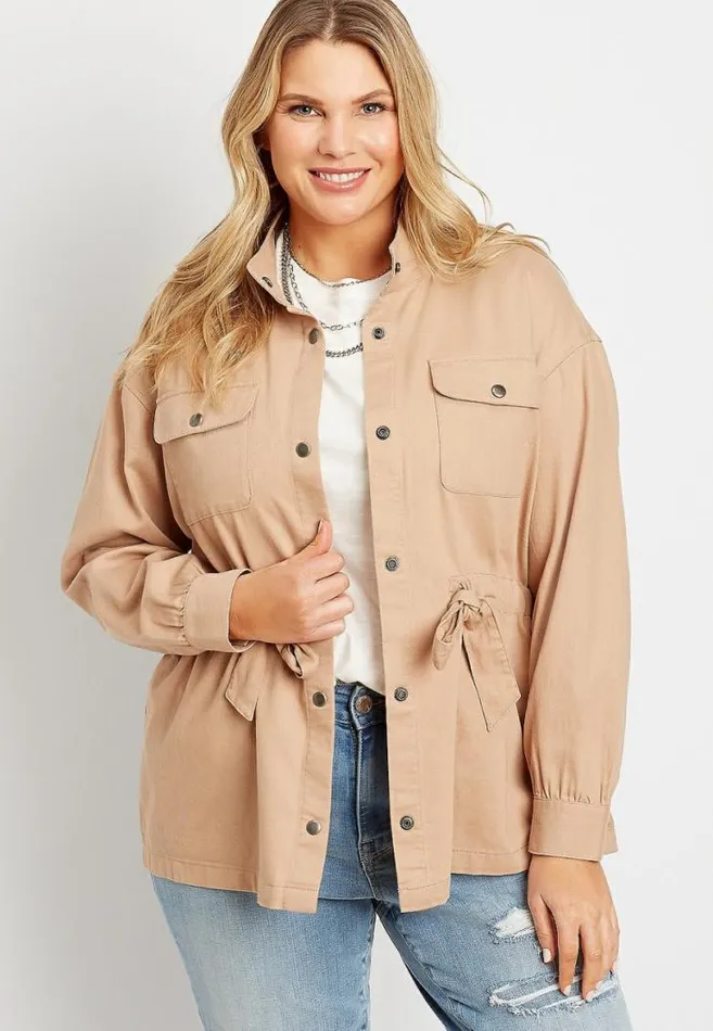 Women Plus Size Tie Waist Jacket Maurices Plus Tops