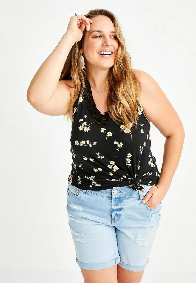 Women Plus Size Vintage Light Wash Destructed 8In Bermuda Short Maurices Plus Bottoms Women Plus Size Vintage Light Wash Destructed 8In Bermuda Short Maurices Plus Bottoms