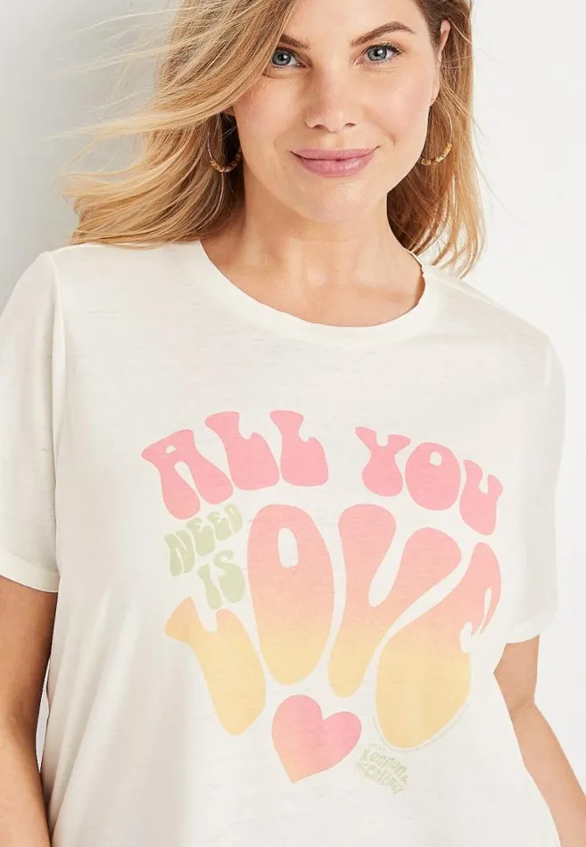Women Plus Size White All You Need Is Love Graphic Tee Maurices Plus Tops