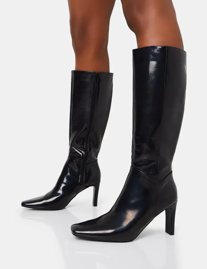 Women Pose Zip Up Knee High Block Heeled Boots Black Public Desire Long Boots Women Pose Zip Up Knee High Block Heeled Boots Black Public Desire Long Boots