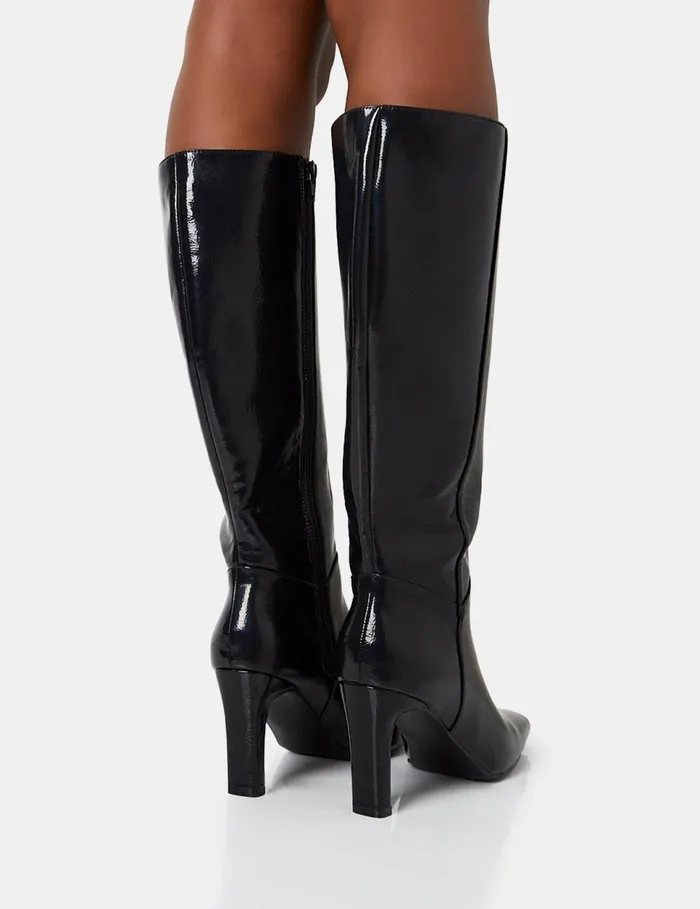 Women Pose Zip Up Knee High Block Heeled Boots Black Public Desire Long Boots Women Pose Zip Up Knee High Block Heeled Boots Black Public Desire Long Boots