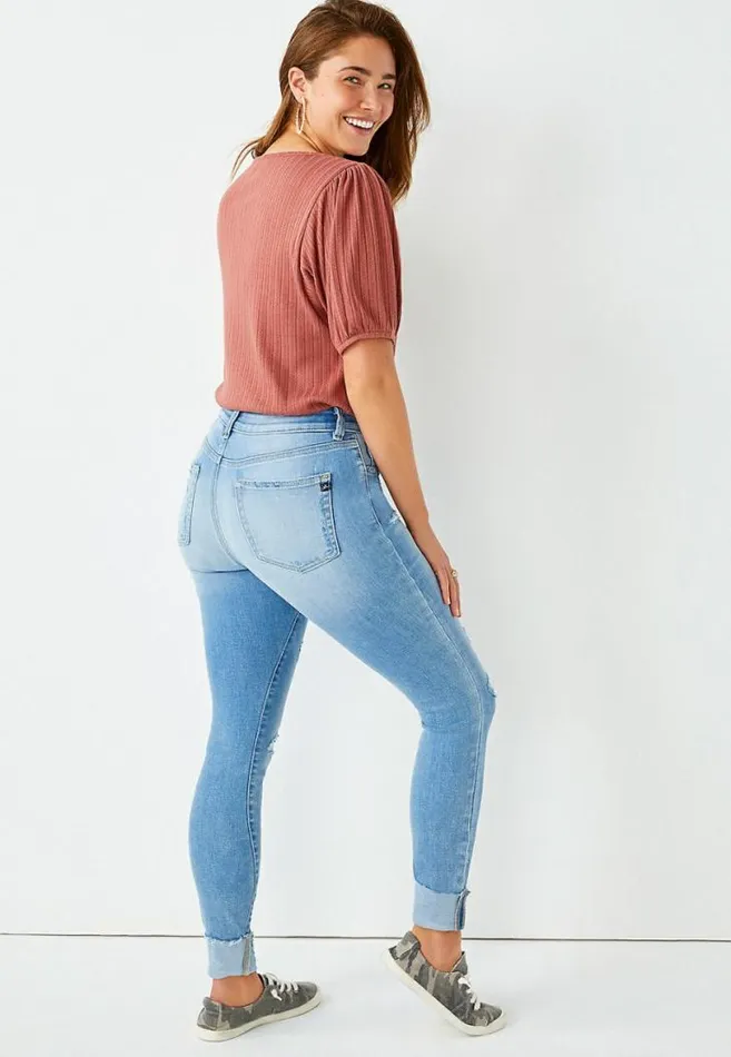Women Premium High Rise Light Destructed Skinny Jean Maurices Jeans