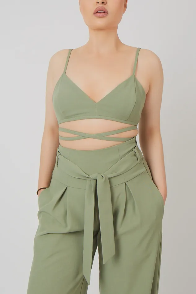 Women Premium Tie Wrap Detail Bralet Sage Kaiia Green Public Desire Tops Women Premium Tie Wrap Detail Bralet Sage Kaiia Green Public Desire Tops