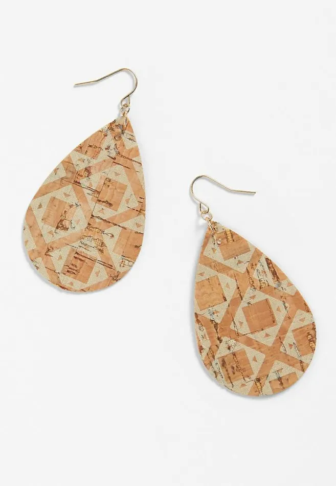 Women Printed Cork Drop Earrings Maurices Jewelry