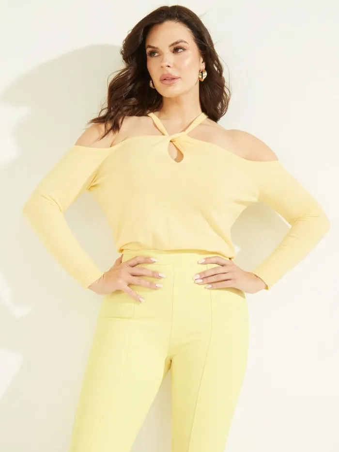 Women Priya ColdShoulder Sweater Top Cornsilk Marciano Tops And Sweaters