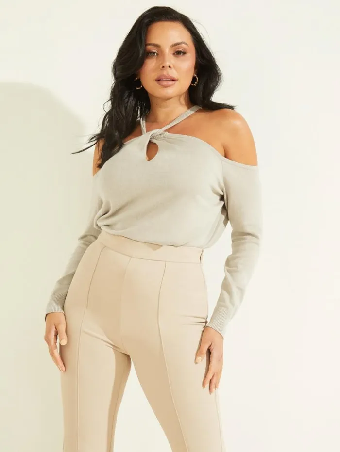 Women Priya ColdShoulder Sweater Top Pasadena Stone Marciano Tops And Sweaters Women Priya ColdShoulder Sweater Top Pasadena Stone Marciano Tops And Sweaters