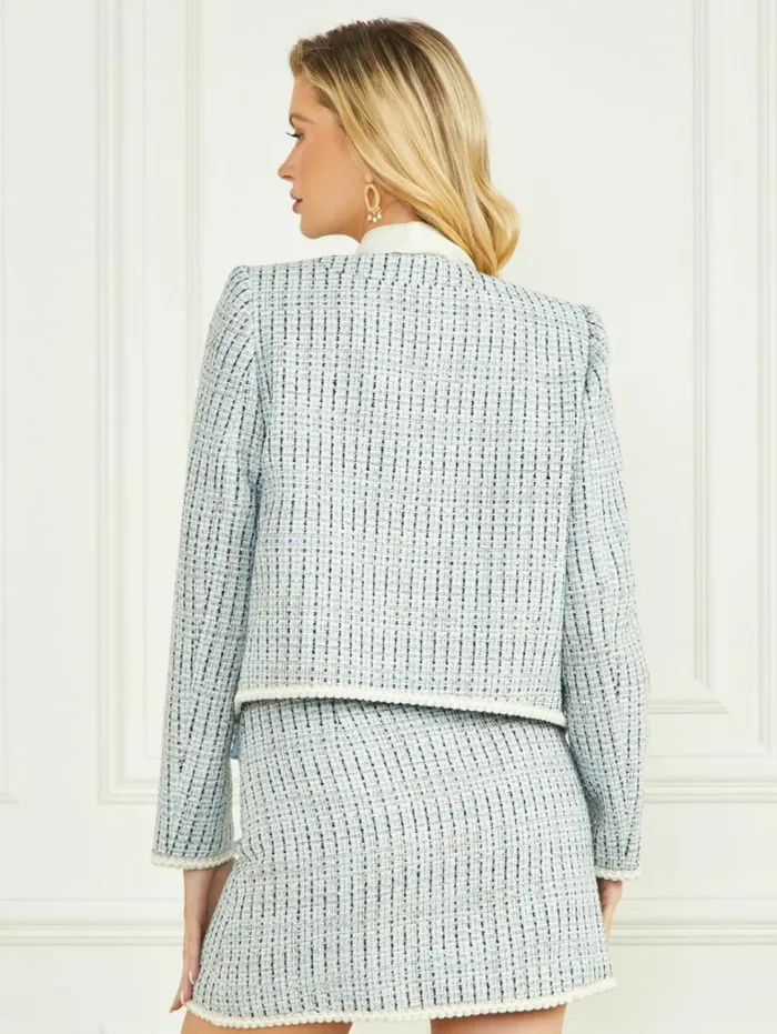 Women Provence Tweed Blazer Remarkable Blue Tweed Marciano Jackets Women Provence Tweed Blazer Remarkable Blue Tweed Marciano Jackets