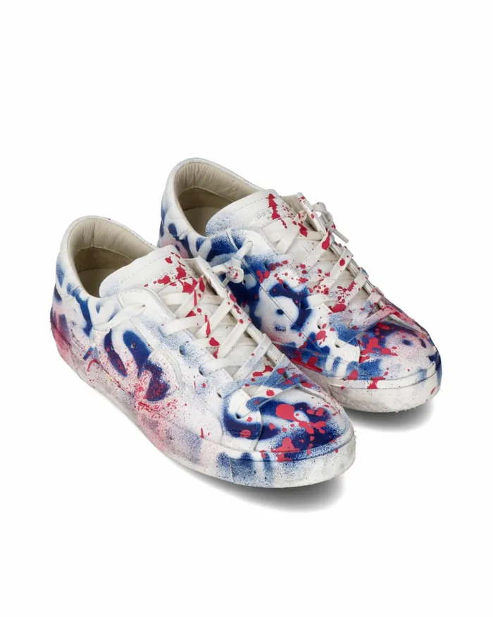 Women Prsx Sneakers White Blue Red Shoes Philippe Model Paris Casual