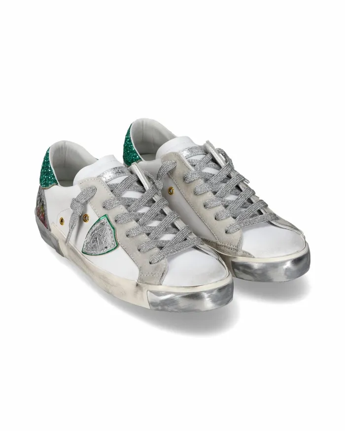 Women Prsx Sneakers WhiteGreen Casual Shoes Philippe Model Paris Casual
