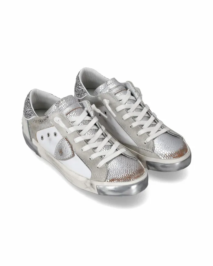 Women Prsx Sneakers WhiteSilver Casual Shoes Philippe Model Paris Casual