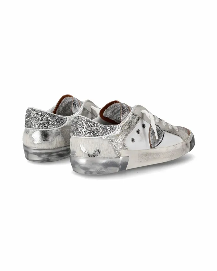 Women Prsx Sneakers WhiteSilver Casual Shoes Philippe Model Paris Casual