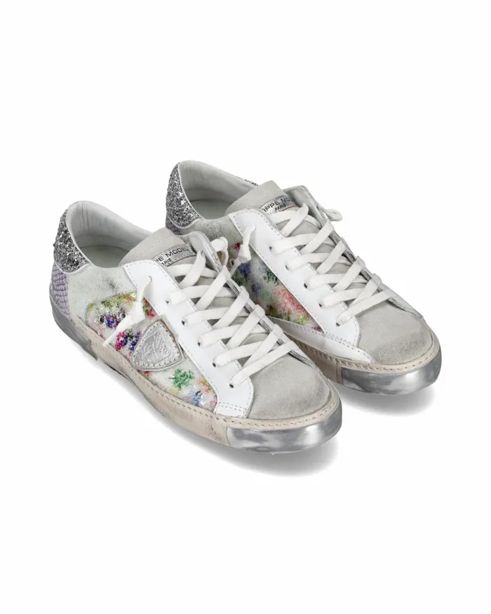Women Prsx Sneakers WhiteSilver Shoes Philippe Model Paris Casual