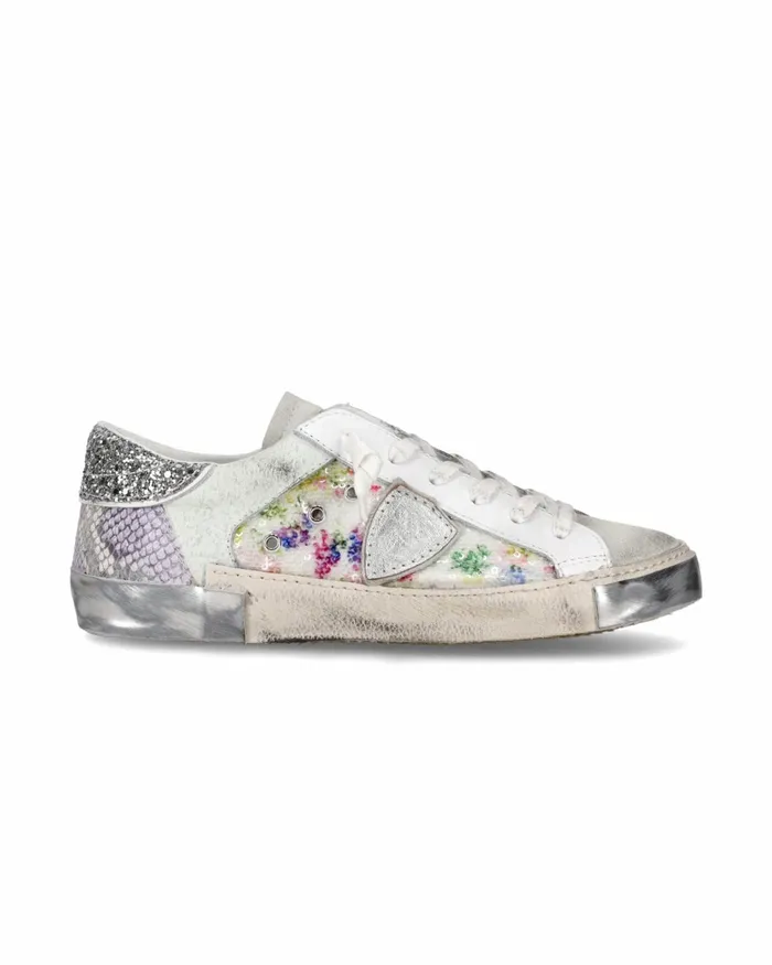 Women Prsx Sneakers WhiteSilver Shoes Philippe Model Paris Casual