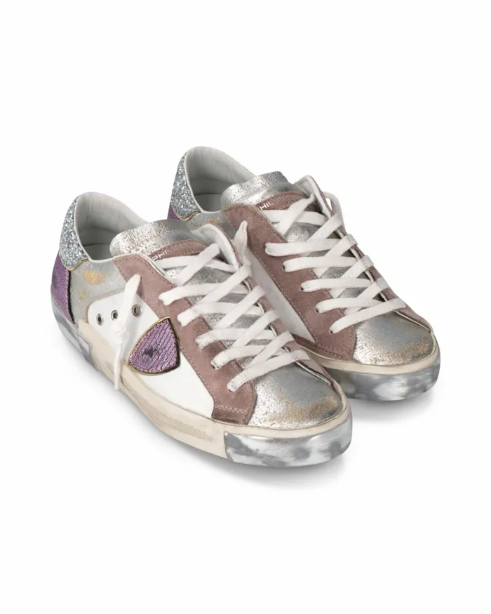 Women Prsx Sneakers WhiteViolet Shoes Philippe Model Paris Casual
