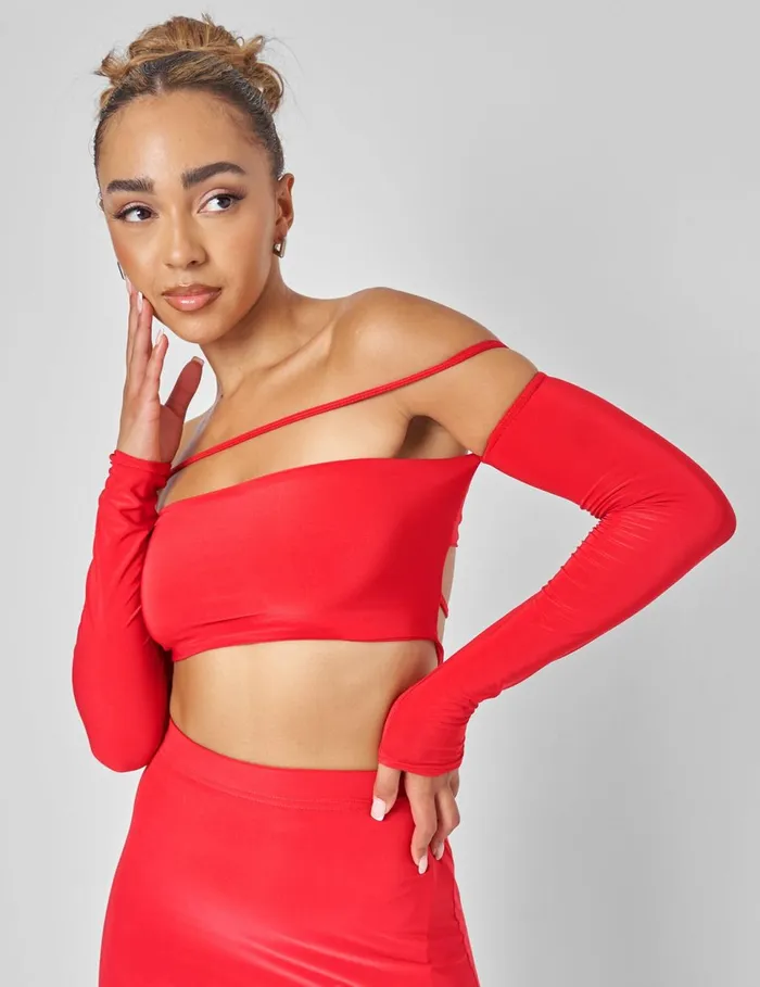 Women Public Desire Bardot Strappy Top Coord In Red Red Public Desire Tops