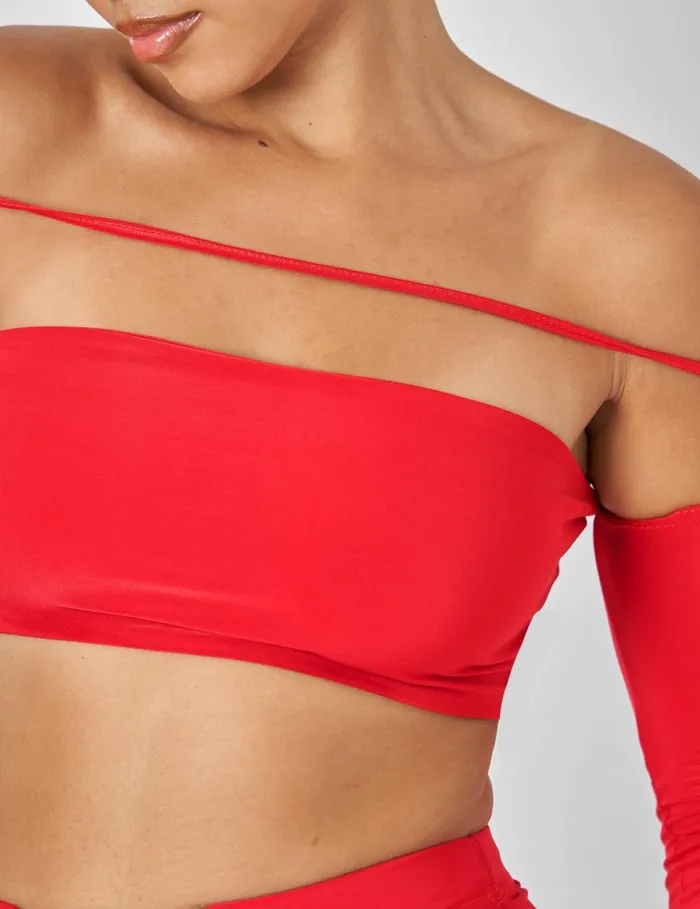 Women Public Desire Bardot Strappy Top Coord In Red Red Public Desire Tops