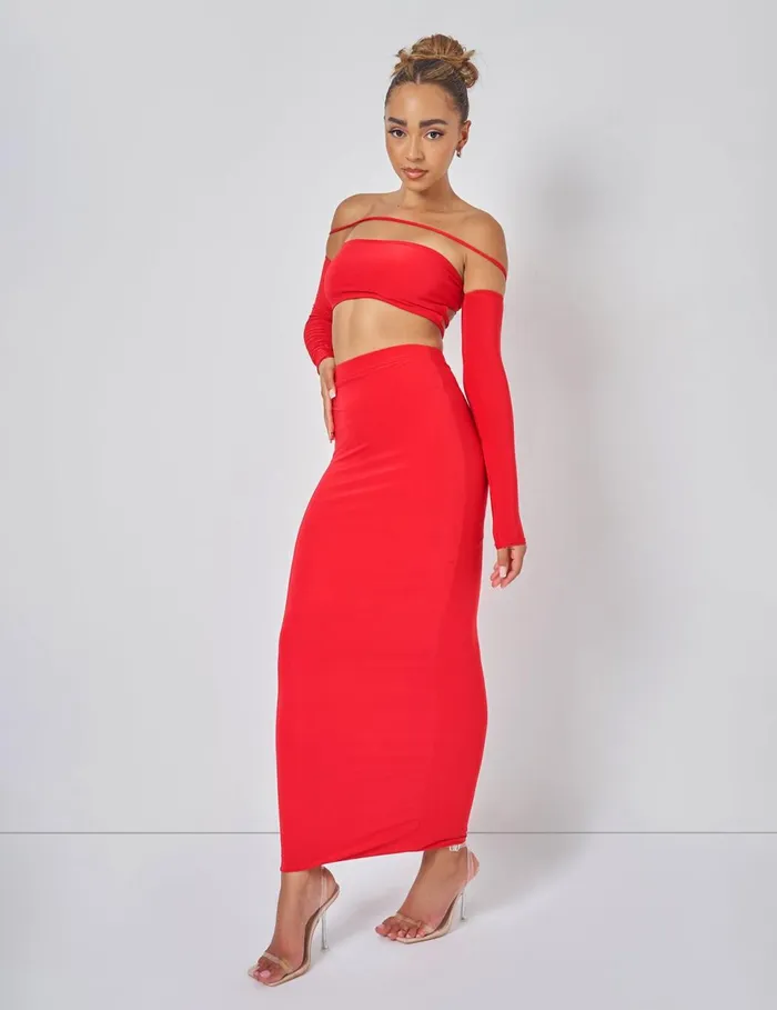 Women Public Desire Bardot Strappy Top Coord In Red Red Public Desire Tops