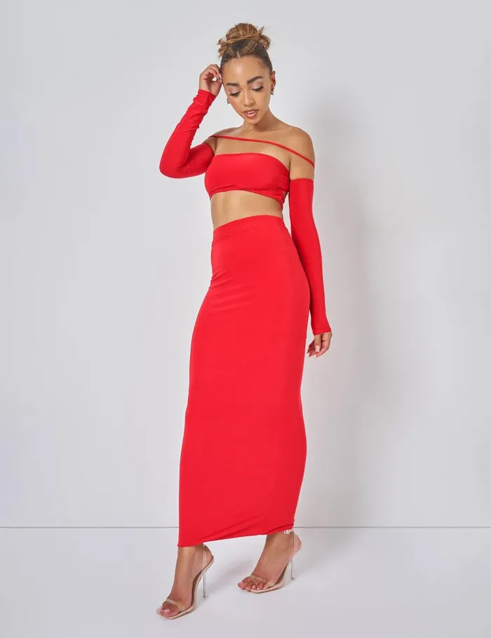 Women Public Desire Bardot Strappy Top Coord In Red Red Public Desire Tops