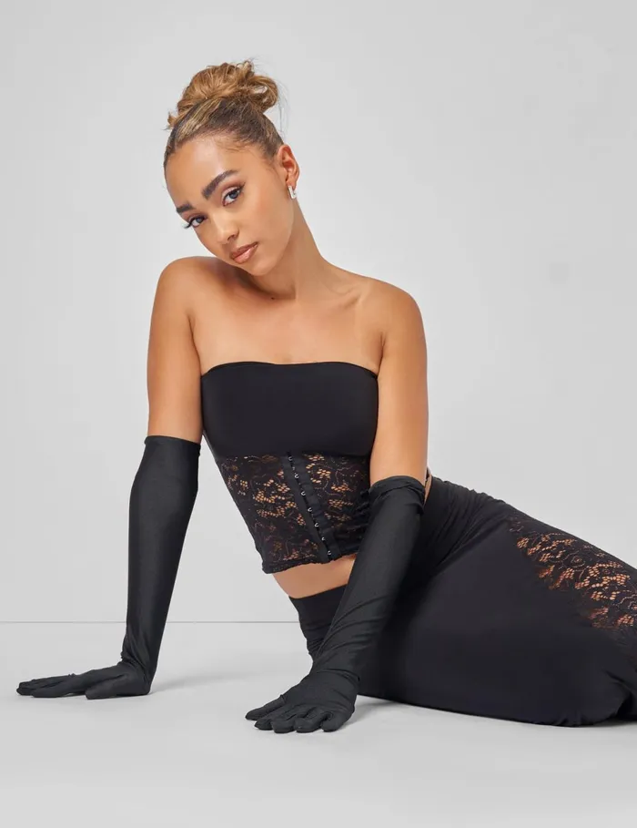 Women Public Desire Lace High Split Maxi Skirt Coord In Black Black Public Desire Two Piece Sets