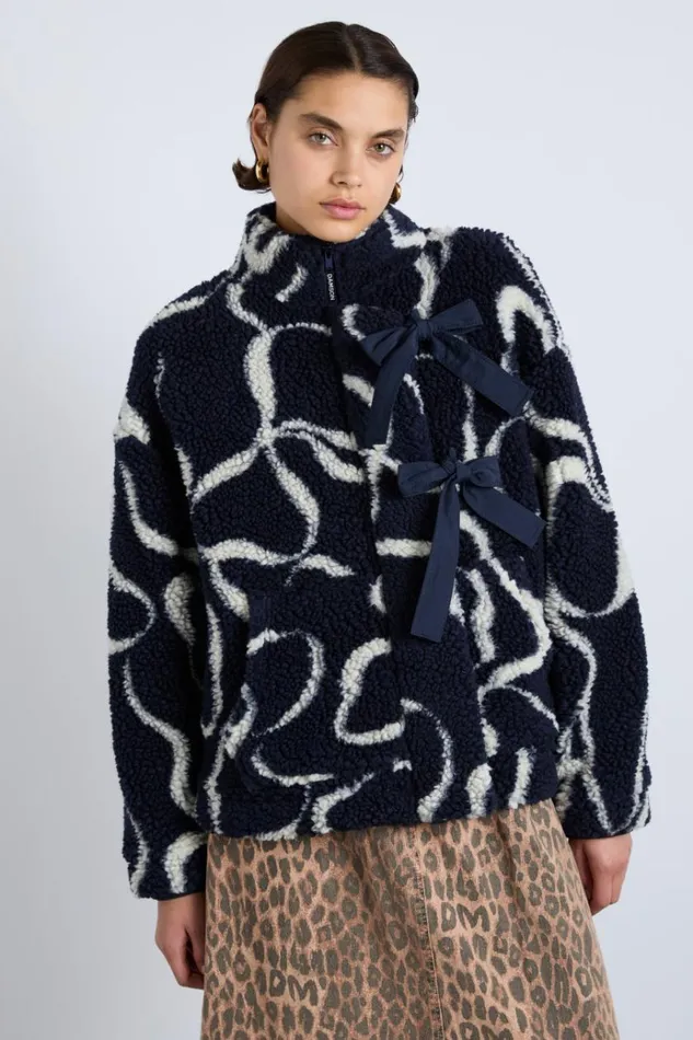 Women Pullover and Fleeces Damson Madder Ingrid Borg Jacket Navy Bows