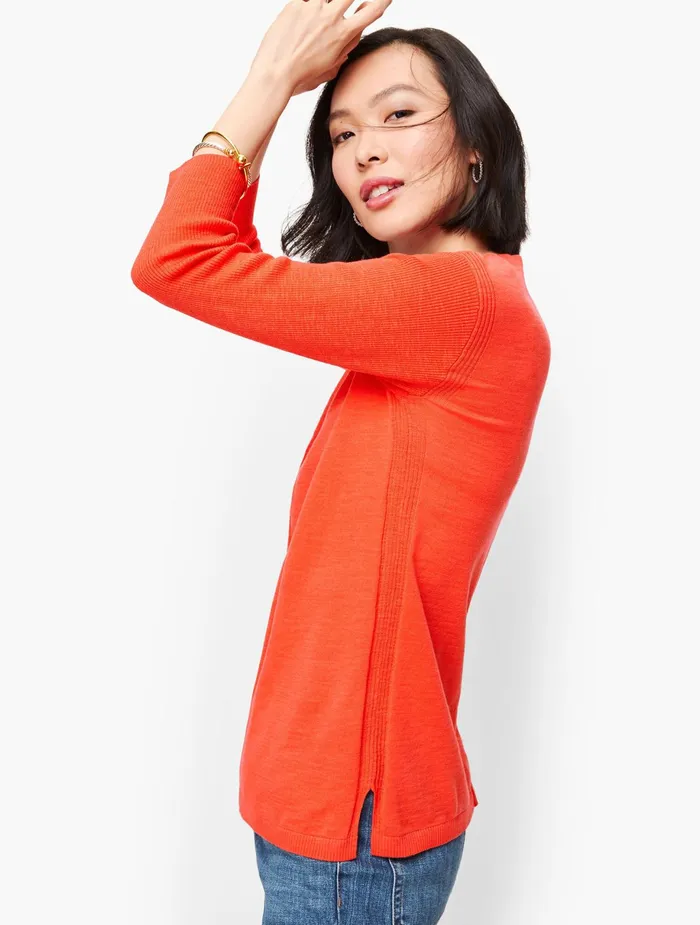 Women Pullovers Talbots Cotton VNeck Sweater Indigo