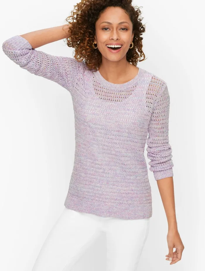 Women Pullovers Talbots Space Dyed Sweater Purple Blue Multi