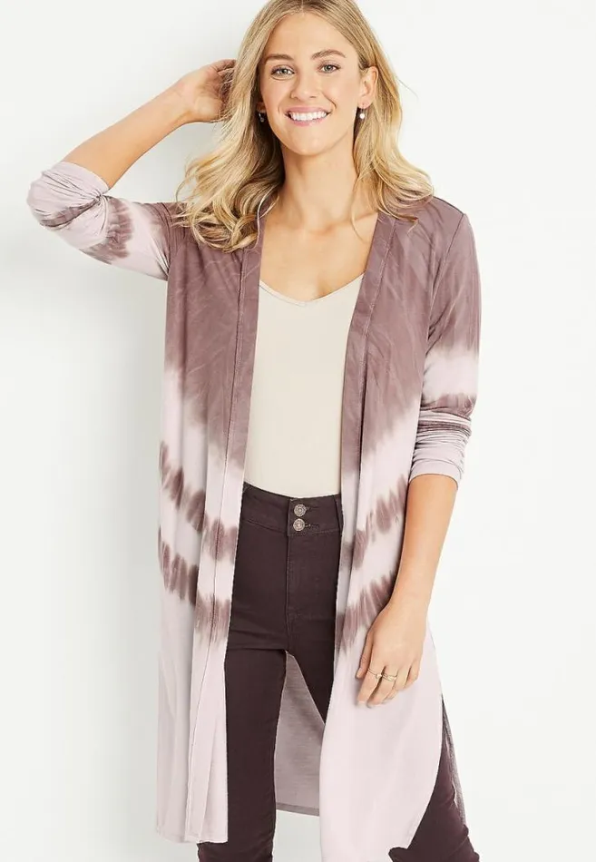 Women Purple Tie Dye Duster Cardigan Maurices Tops