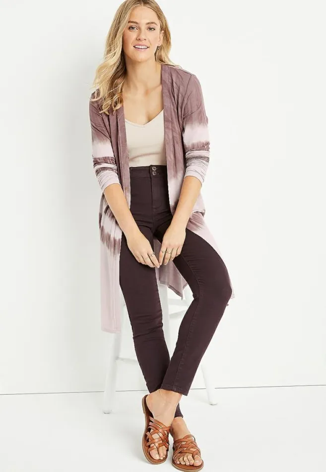Women Purple Tie Dye Duster Cardigan Maurices Tops