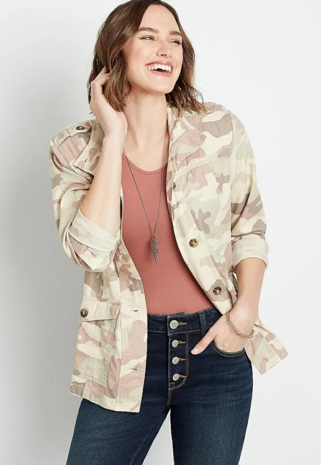Women Quilted Yoke Utility Jacket Maurices Tops