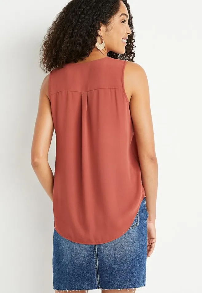 Women Red Button Down Tank Top Maurices Tops
