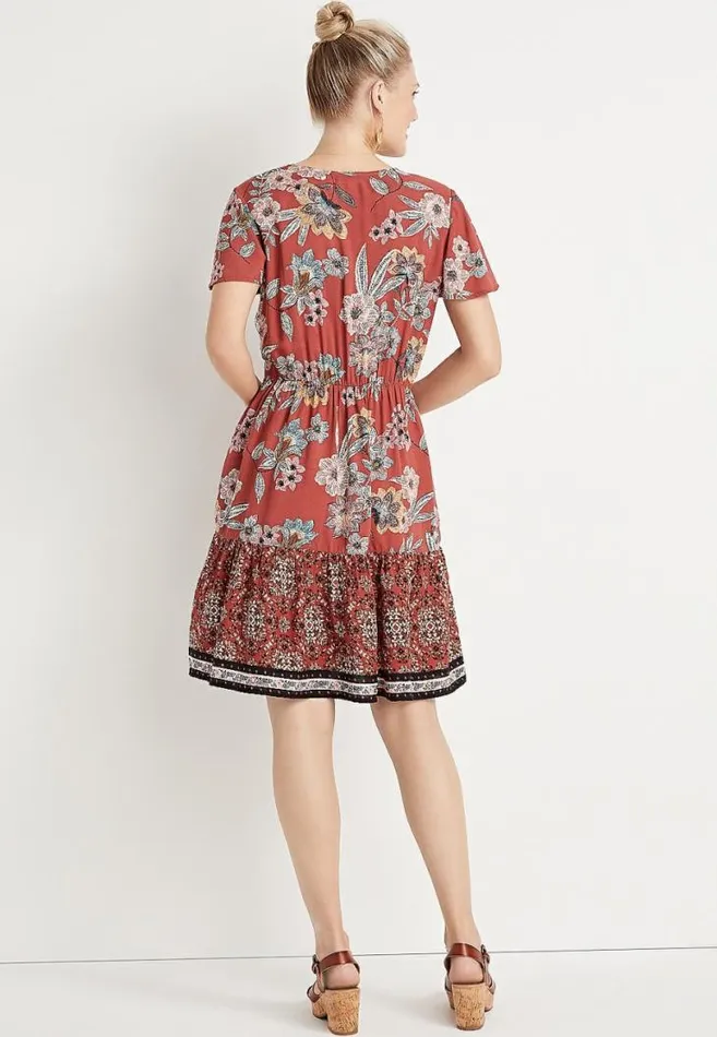 Women Red Floral V Neck Mini Dress Maurices Dresses and Jumpsuits