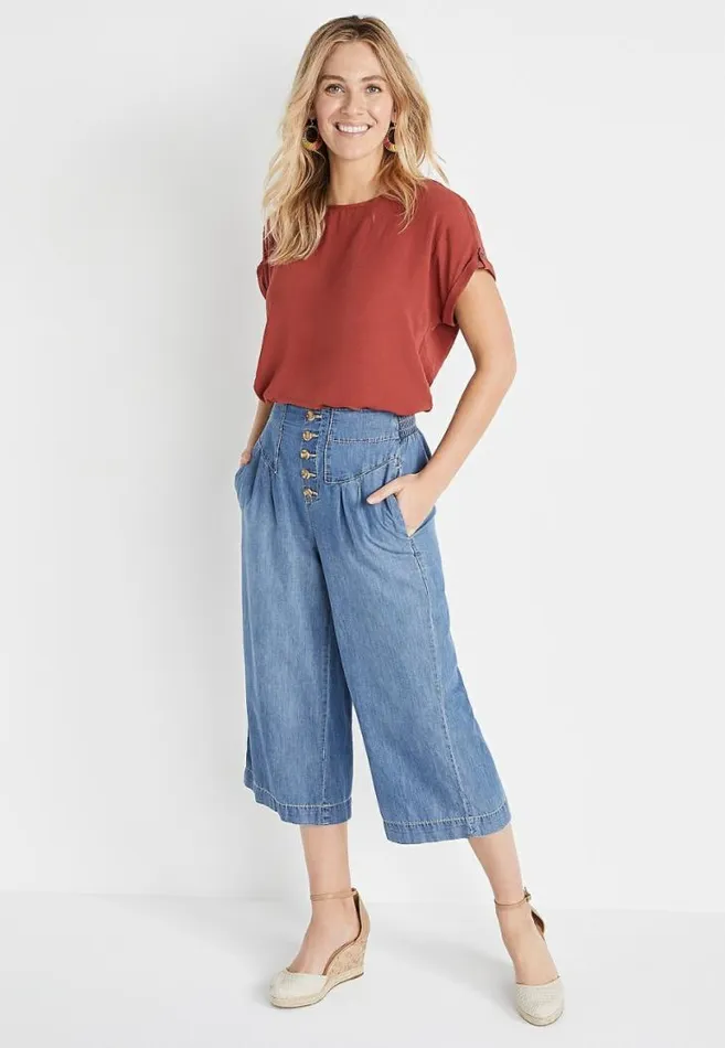 Women Red Zipper Back Blouse Maurices Tops