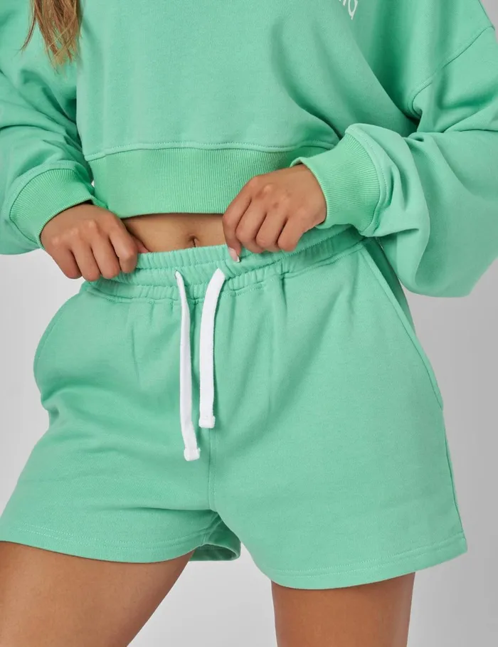 Women Relaxed Contrast Drawcord Sweat Shorts Green Green Public Desire Shorts