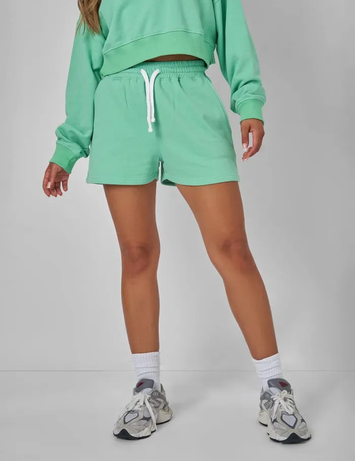 Women Relaxed Contrast Drawcord Sweat Shorts Green Green Public Desire Shorts