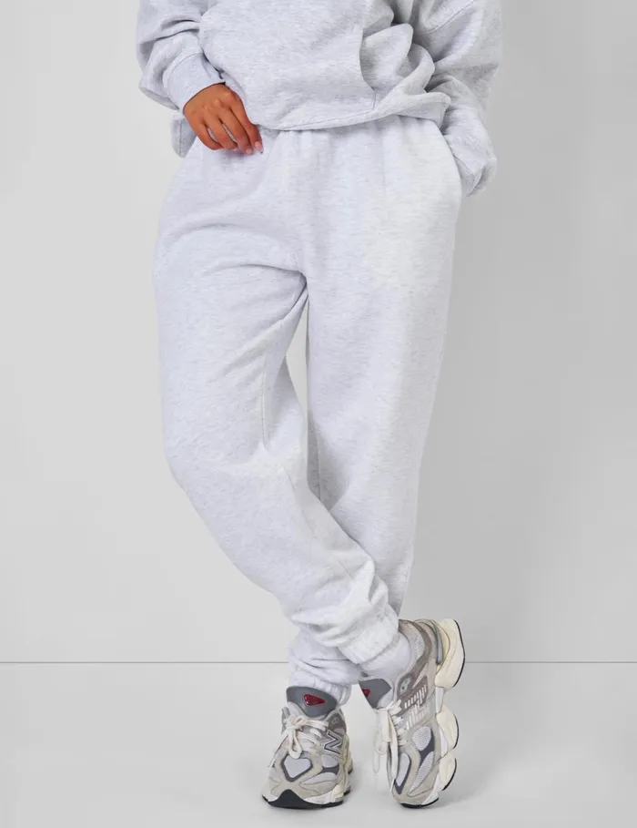 Women Relaxed Fit Cuffed Jogger Light Grey Marl Neutral Public Desire Jogger and Leggings