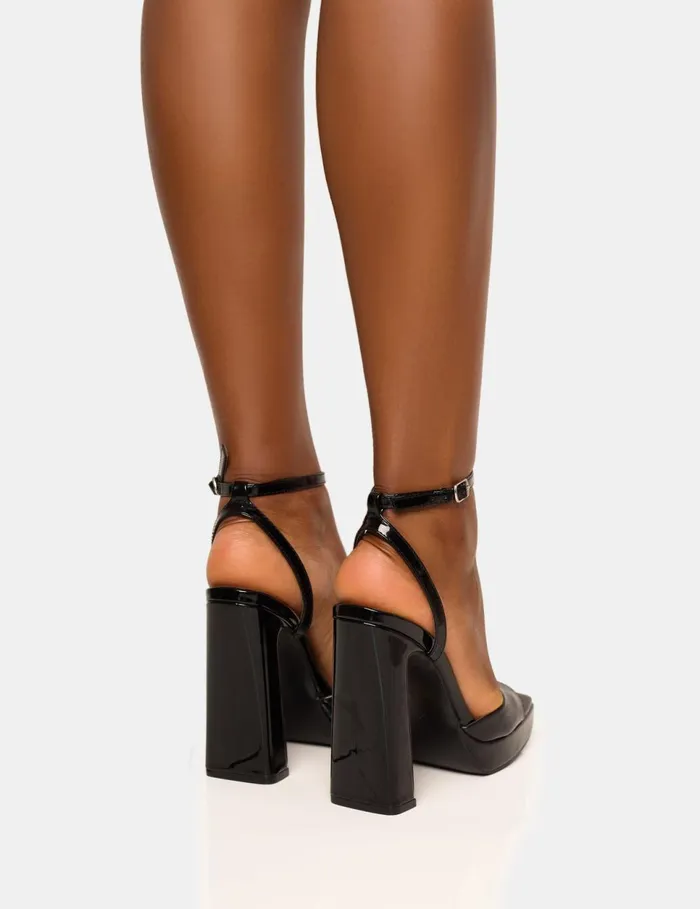 Women Resist Black Peep Toe Barely There Platform Heels Black Public Desire Platform Heels